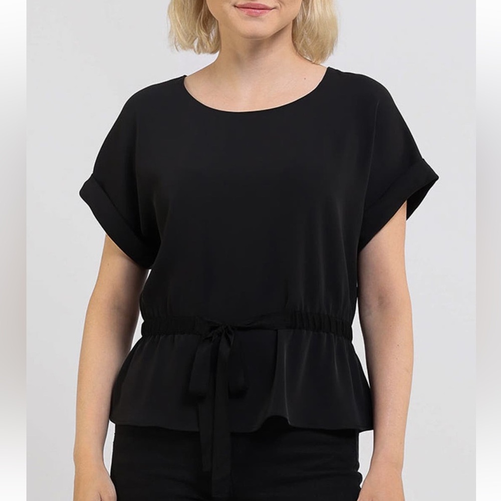 ◼️ Melloday Short Sleeve Tie-Waist Peplum Top ◼️